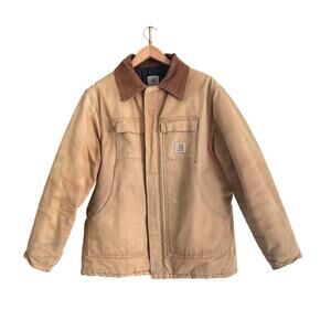 Vintage Carhartt Barn Jacket Chore Coat Union Made USA Detroit Brown Sz 46 90s